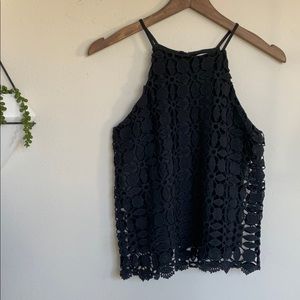 monteau Los Angeles Black Crochet Lace Tank